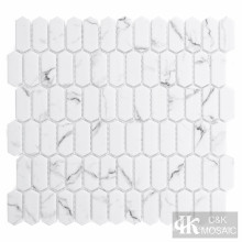 Mini Picket White Glass Mosaic Tile Backsplash